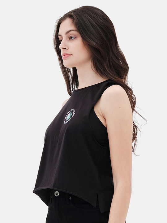 Γυναικείο Αθλητικό Crop Top Αμάνικο Μαύρο