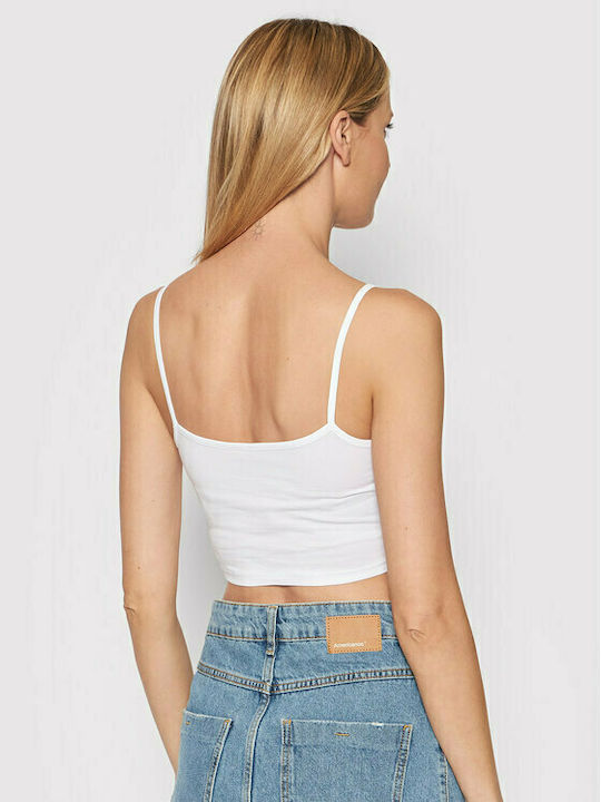 Only pentru Femei de Vară Crop Top cu Bretele Monocrom Alb