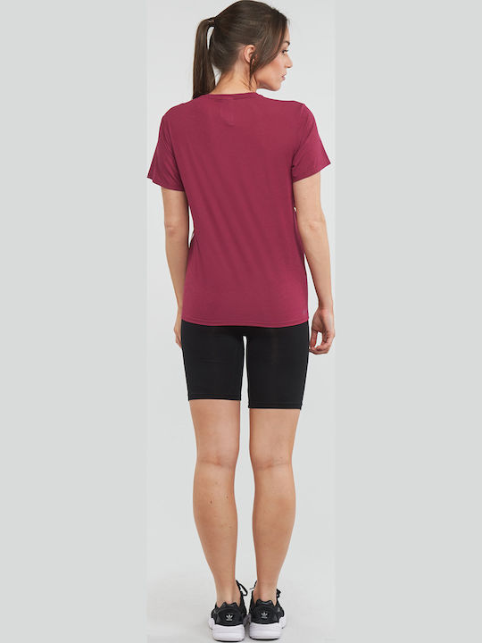 3 Stripes Γυναικείο T-shirt Ριγέ Μπορντό