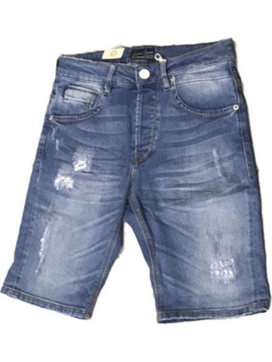 Ferrez Herren Denim Shorts Slim Fit Blau