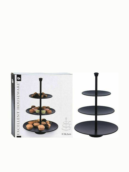 JK Home Decoration Inox Εταζέρα 3 Ορόφων Μαύρη Ø25xY36cm