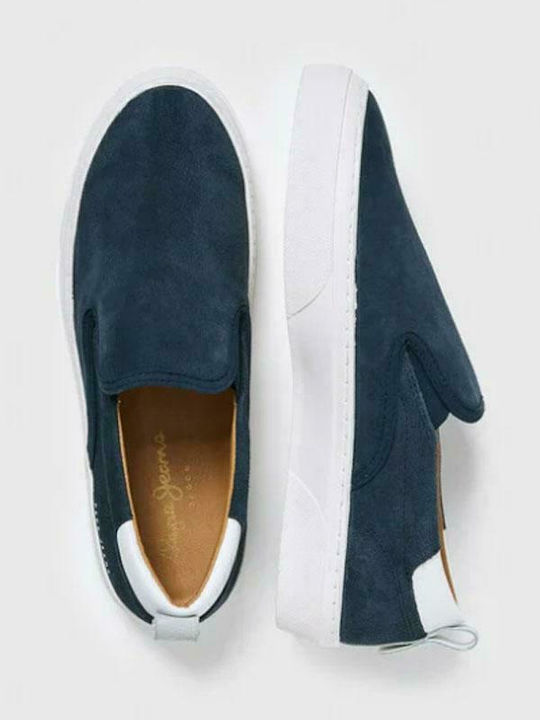 Ανατομικά Δερμάτινα Ανδρικά Slip-On Μπλε