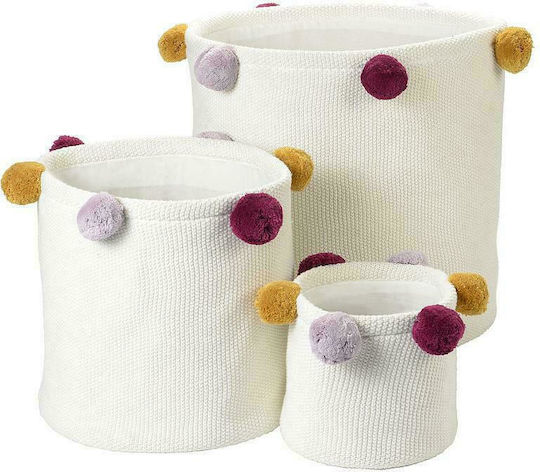 Kikadu Kinder Aufbewahrungskorb Faltbar aus Stoff Organic Weiß 30x30x30cm 1Stück
