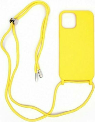 Senso Color Cord Silicone Back Cover with Strap Yellow (iPhone 12 / 12 Pro)