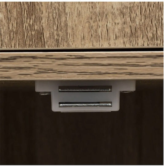 Simply Smart Standvitrine fürs Wohnzimmer aus Spanplatte Natur 34,5 x 32 x 100,5 cm