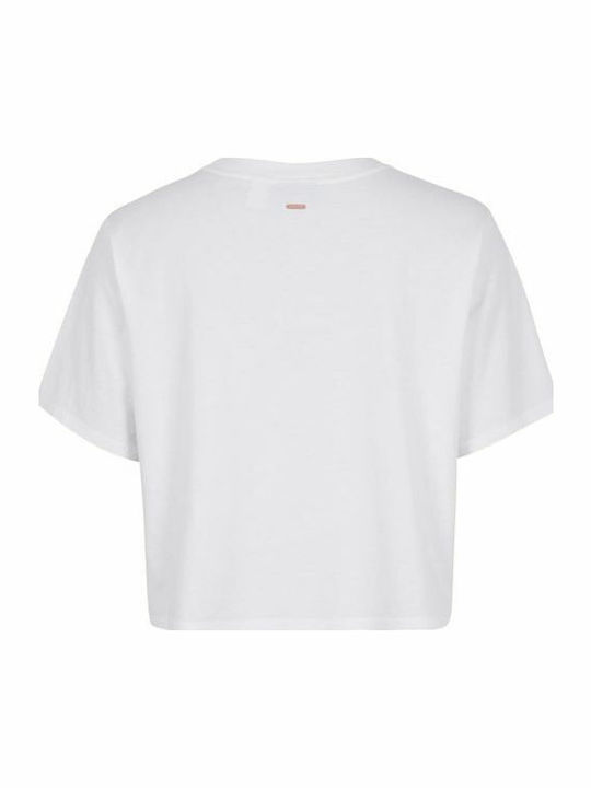Global Fire Lily Κοντομάνικο Crop Top Λευκό