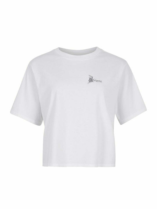 Global Fire Lily Κοντομάνικο Crop Top Λευκό