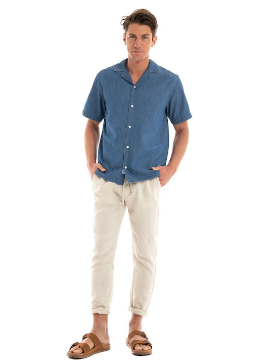 Gabba Men's Shirt Short Sleeve Denim Blue