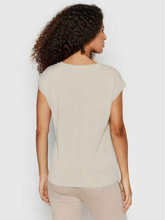 Vero Moda Damen T-Shirt mit V-Ausschnitt Beige