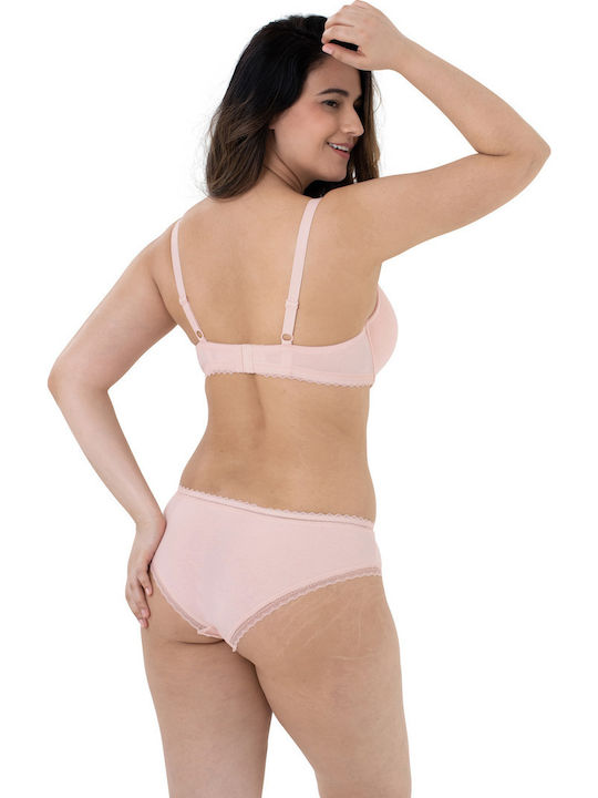 Demi Curves Bra with Light Padding Underwire Pink/Blue