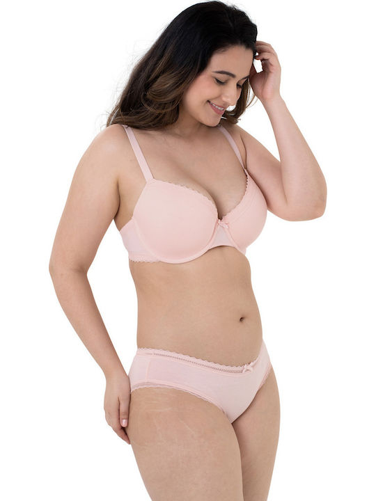 Demi Curves Bra with Light Padding Underwire Pink/Blue