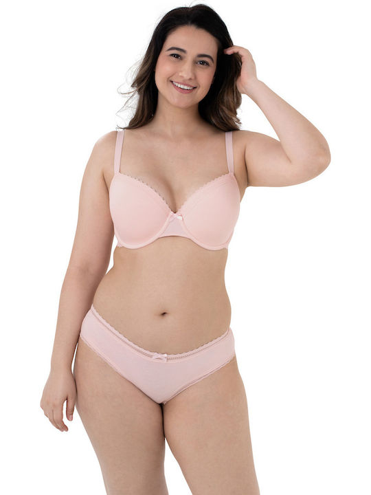 Demi Curves Bra with Light Padding Underwire Pink/Blue