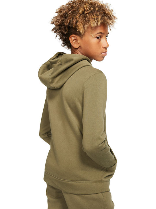 Fleece Kinder-Sweatshirt mit Kapuze und Taschen Khaki NSW