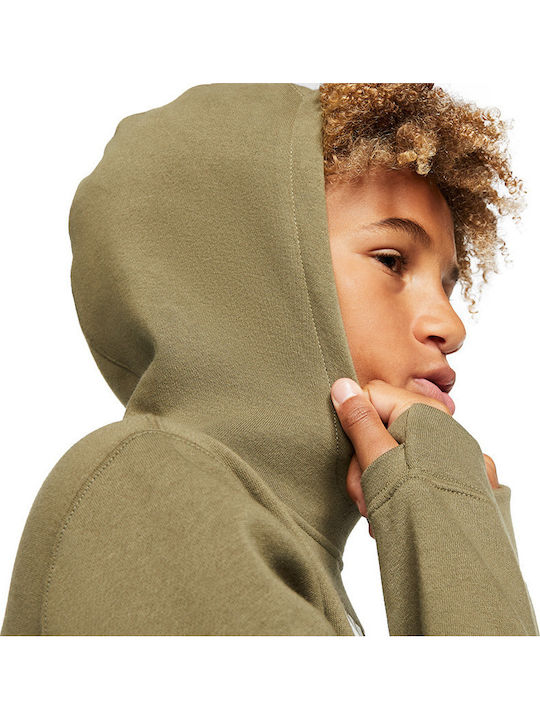Fleece Kinder-Sweatshirt mit Kapuze und Taschen Khaki NSW