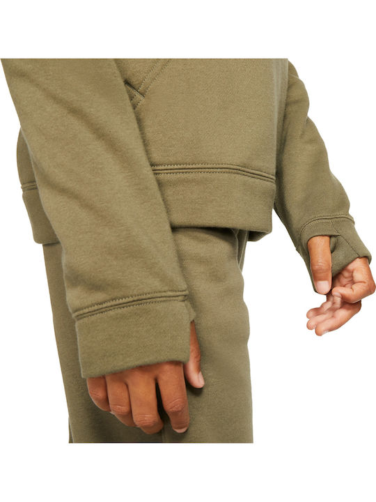 Fleece Kinder-Sweatshirt mit Kapuze und Taschen Khaki NSW