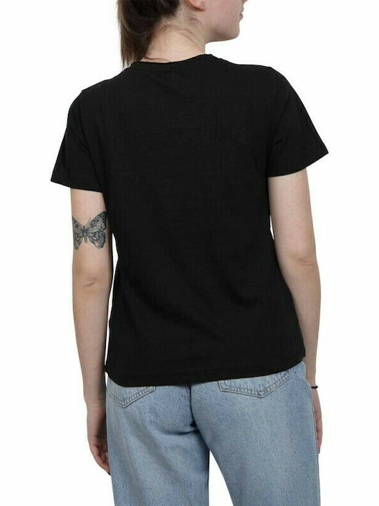 Only Damen T-Shirt mit V-Ausschnitt Schwarz