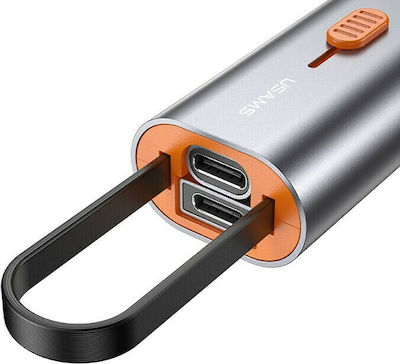 Usams Flat USB-C to Lightning / Type-C / USB-A Cable Γκρι 0.3m (SJ560USB01)