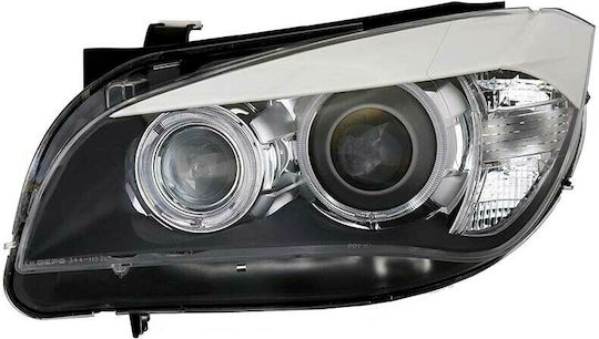 Depo Front Lights Angel Eyes BMW X1 E84 Black H7 with Motor 2009-2012 Set of 2 Pieces