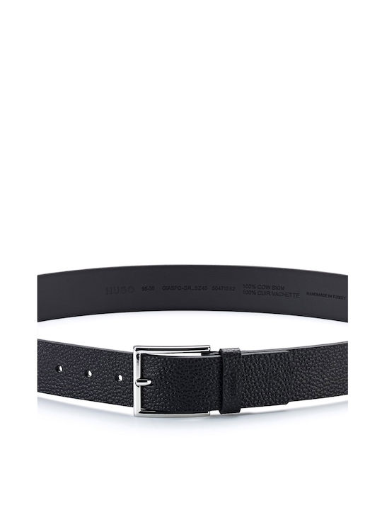 Hugo Boss Men's Leather Wide Belt Black