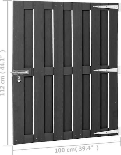 vidaXL Fence Gate from WPC in Gray Color 1.0x1.12m