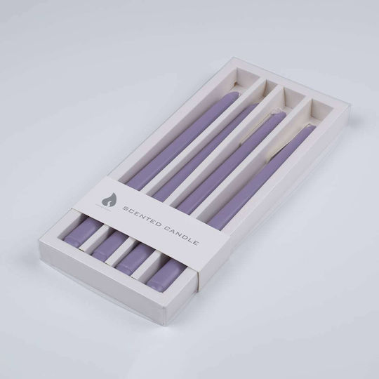 GloboStar Scented Candle Taper with Scent Lemon and Lavender Purple 25cm 4pcs