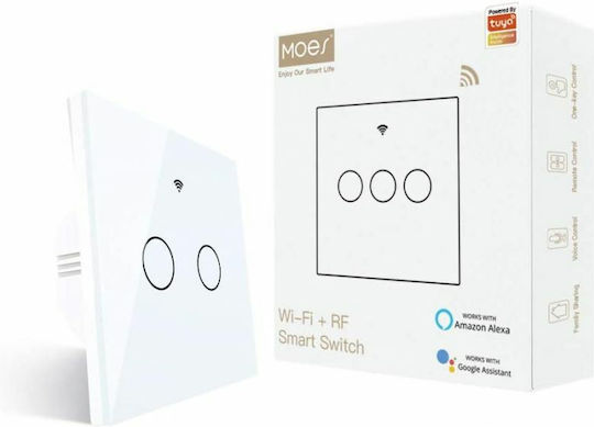 MOES Recessed Touch Wall Switch Wi-Fi Lighting Two-Way with Frame White