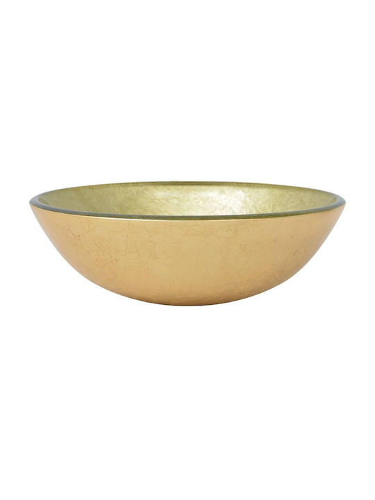 vidaXL Countertop Sink Glass 42x42x14cm Gold