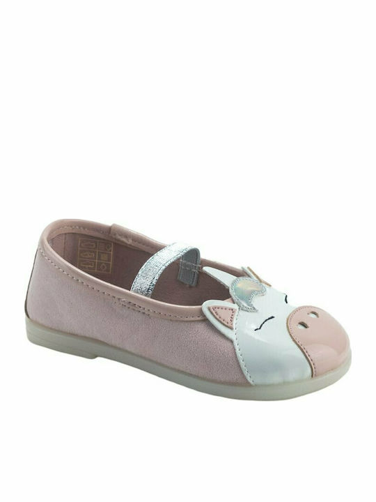 Kids Anatomic Leather Ballerinas with Elastic Strap Pink