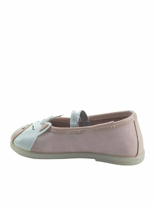 Kids Anatomic Leather Ballerinas with Elastic Strap Pink