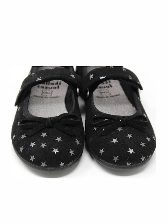 Kids Ballerinas with Hoop & Loop Closure Black