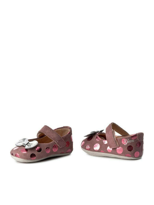 Kids Anatomic Suede Ballerinas New Ian with Hoop & Loop Closure Pink