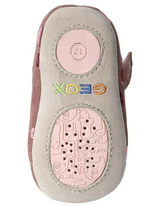 Kids Anatomic Suede Ballerinas New Ian with Hoop & Loop Closure Pink