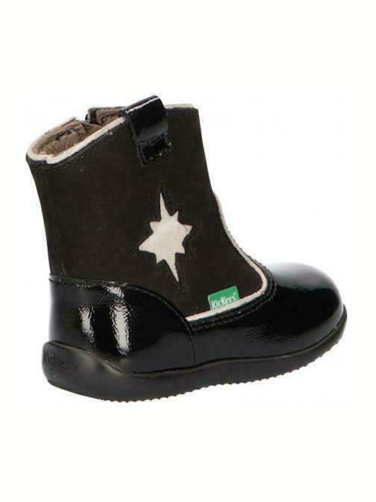 Biboots Ανατομικά Δερμάτινα Παιδικά Μποτάκια με Φερμουάρ Μαύρα