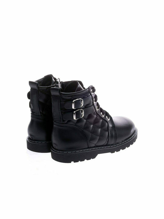 Leather Kids Boots with Zipper Black