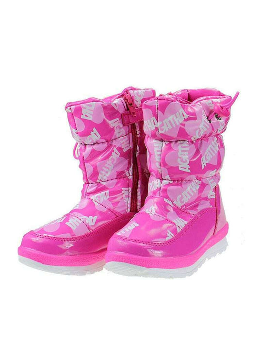 Kids Snow Boots with Zipper Fuchsia