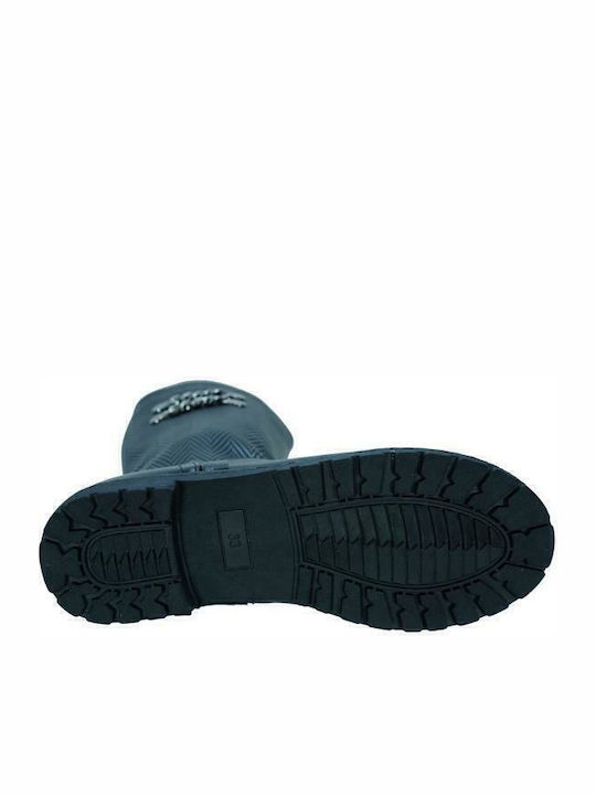 Lederne Kinderstiefel mit Reißverschluss Schwarze