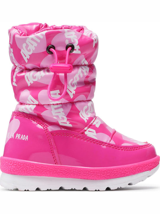Kids Snow Boots with Zipper Fuchsia