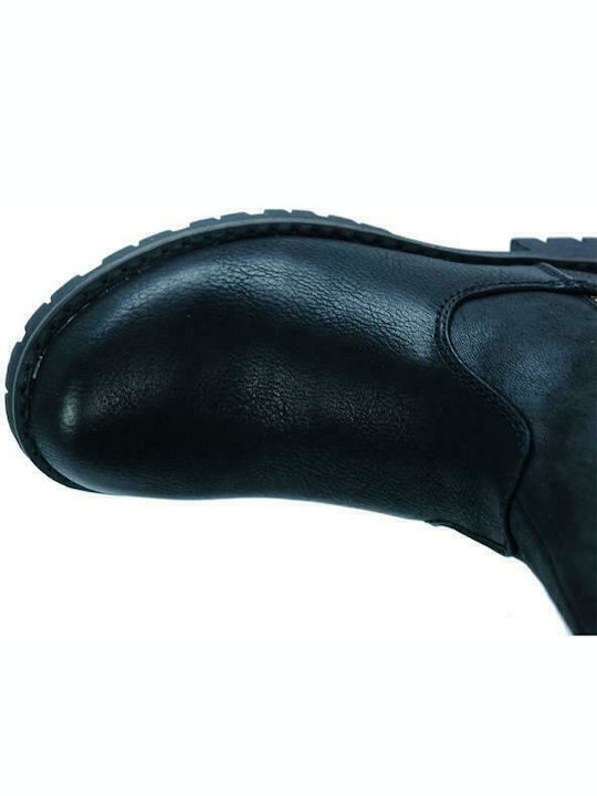 Leather Kids Boots with Zipper Black