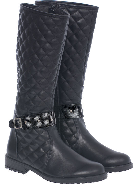 ABY Anatomical Leather Kids Boots with Zipper Black