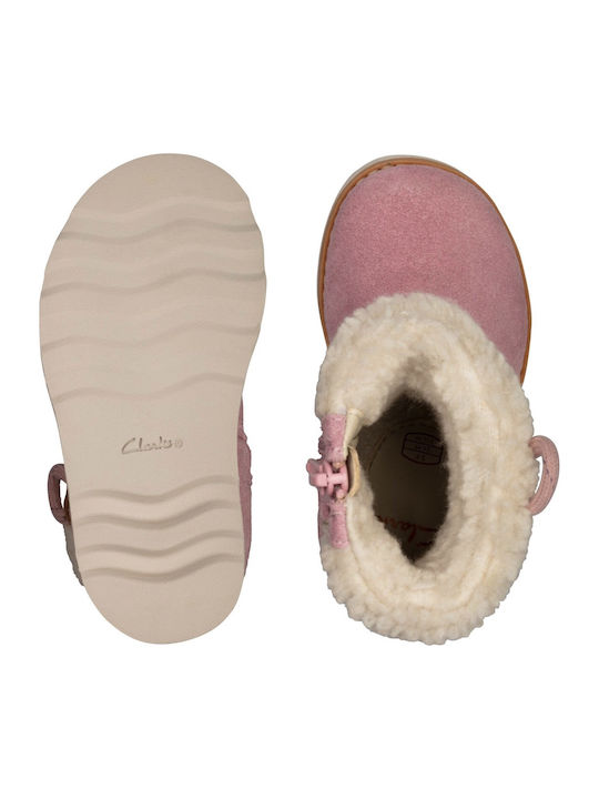 Crown Loop Ανατομικά Suede Παιδικά Μποτάκια με Φερμουάρ Ροζ