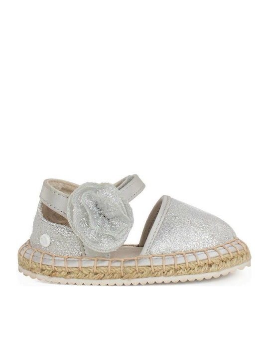 Kids Espradrilles with Hoop & Loop Closure Silver 22-41364-019