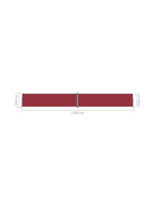 vidaXL Garden Sideway Sunshade Roller Red 1.6x12cm