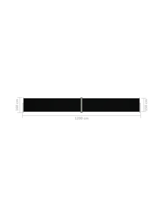 vidaXL Πλαϊνό Ρολό Σκίασης Κήπου Μαύρο 1.6x12m