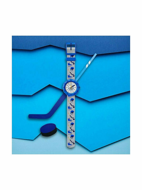 FlikFlak Kids Analog Watch City of Life Puck It with Fabric Strap Gray