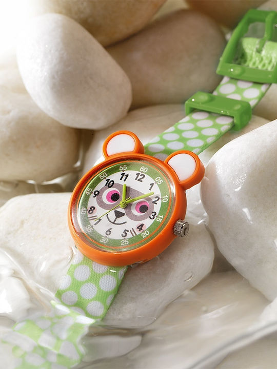 Djeco Kinder-Analoguhr mit Stoffarmband Grün