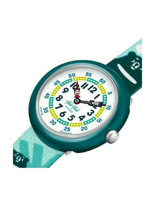 FlikFlak Kids Analog Watch Beary Cute with Fabric Strap Green