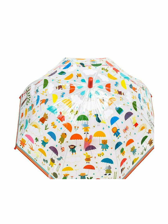 Djeco Kids Curved Handle Umbrella Rainy Day with Diameter 70cm Multicolour