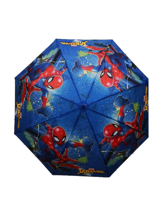 Chanos Kinder Regenschirm Faltbar Spiderman Blau mit Durchmesser 50cm.