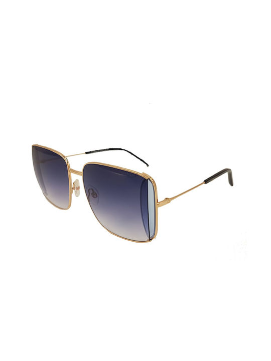 Ana Hickmann Women's Sunglasses with Gold Metal Frame and Blue Gradient Lens HI3142 04B