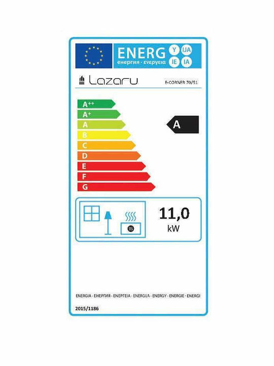 Lazaru e-CORNER 70/51 Ενεργειακό Τζάκι Ξύλου Αερόθερμο 11kW Δεξιά Γωνία με Συρόμενη Ανοιγόμενη Πόρτα με Kit Βεντιλατέρ